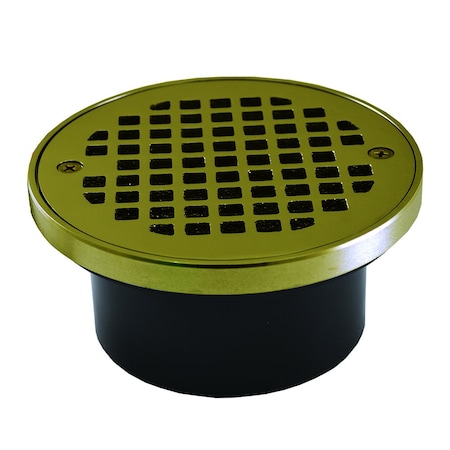Jones Stephens 3in. x 4in. General Purpose ABS Drain with 5in. Polished Brass Round Strainer with Ring D54322